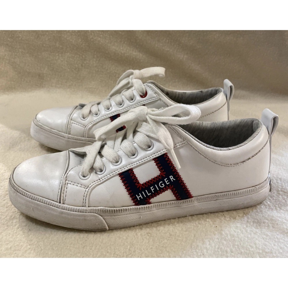 Tommy Hilfiger Women's LEMA Faux Leather Court Sneakers White Size 6.5 Preppy